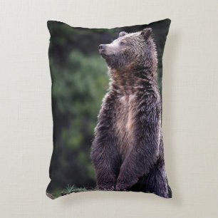 Standing Grizzly Bear Decorative Pillow