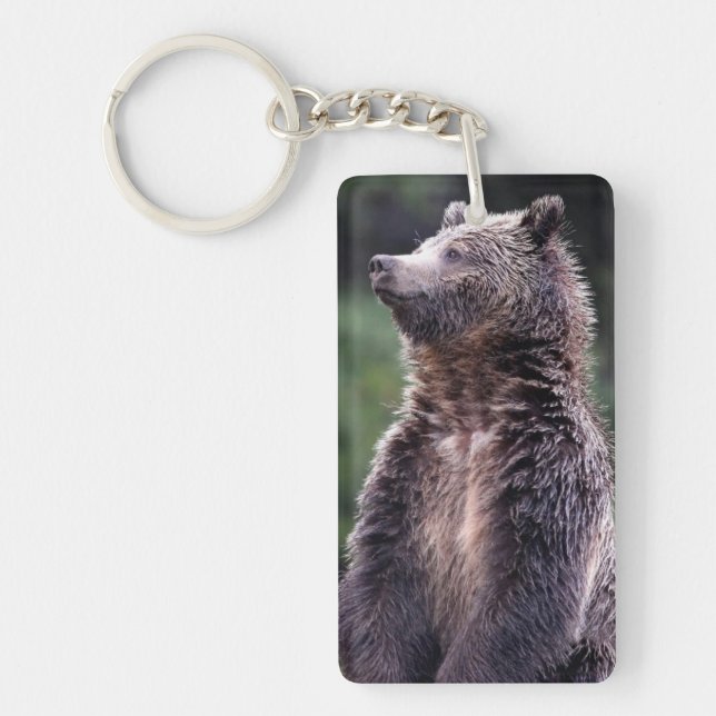 Standing Grizzly Bear Keychain (Front)