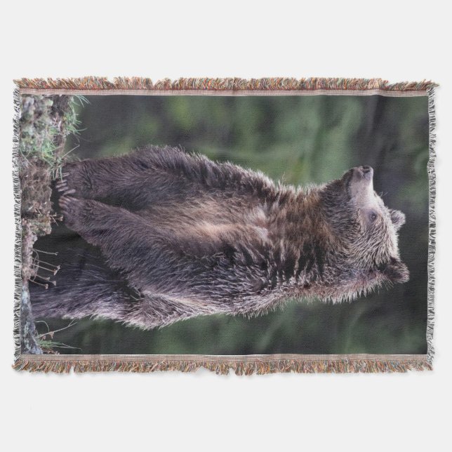 Standing Grizzly Bear Throw Blanket (Front)