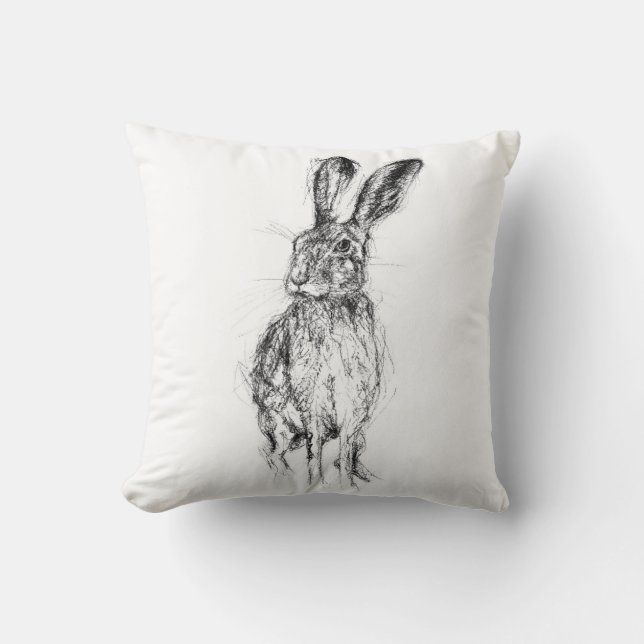 Standing Hare Throw Pillow (Front)