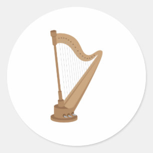 Standing Harp Classic Round Sticker