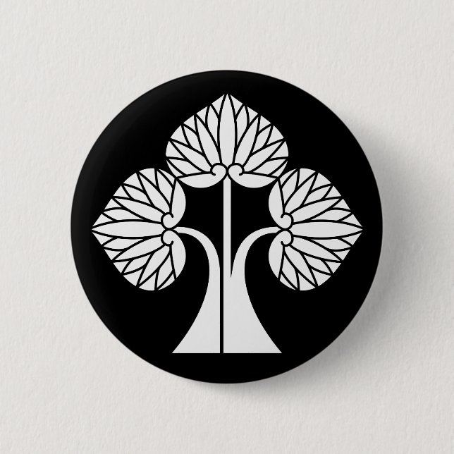 Standing hollyhocks 2 inch round button (Front)