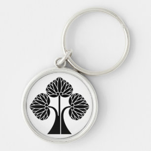 Standing hollyhocks divided into right keychain