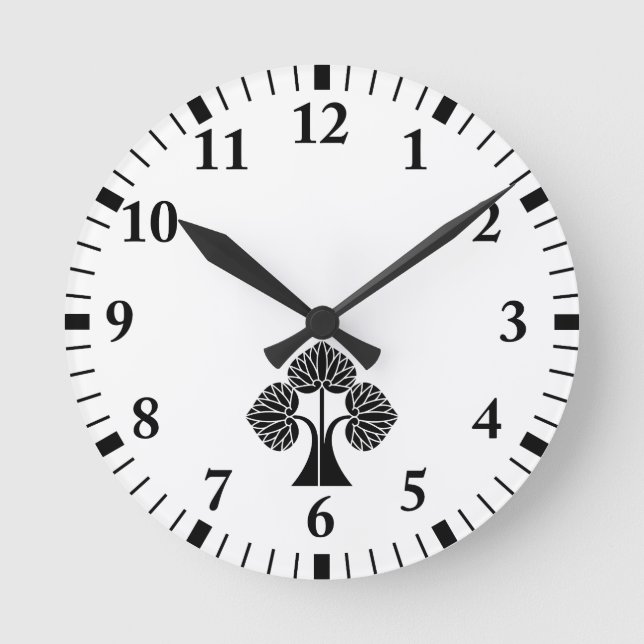 Standing hollyhocks round clock (Front)