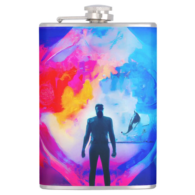 Standing in Colours Hip Flask (Front)