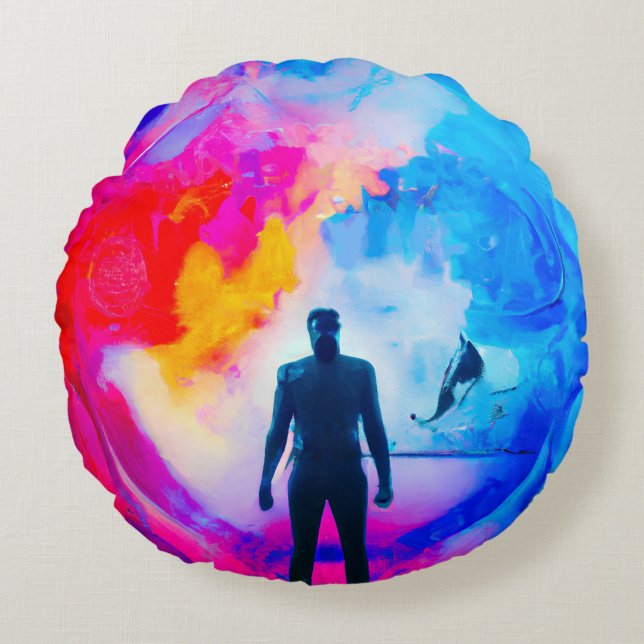 Standing in Colours Round Pillow (Front)
