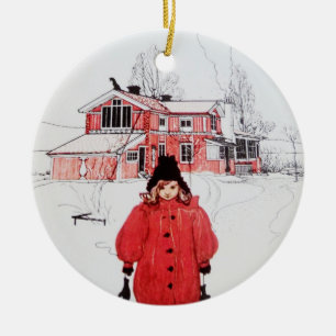 Standing in Winter Snow Ceramic Ornament