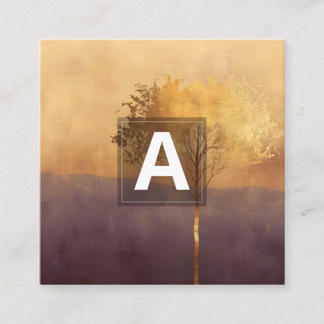 Standing Light | Tree Minimal Design  Square Business Card (Front)