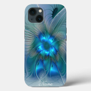 Standing Ovations, Abstract Blue Fractal Art Name iPhone 13 Case