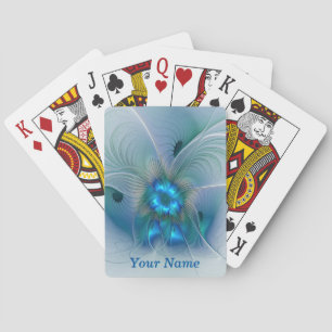 Standing Ovations Abstract Blue Fractal Art Name Playing Cards