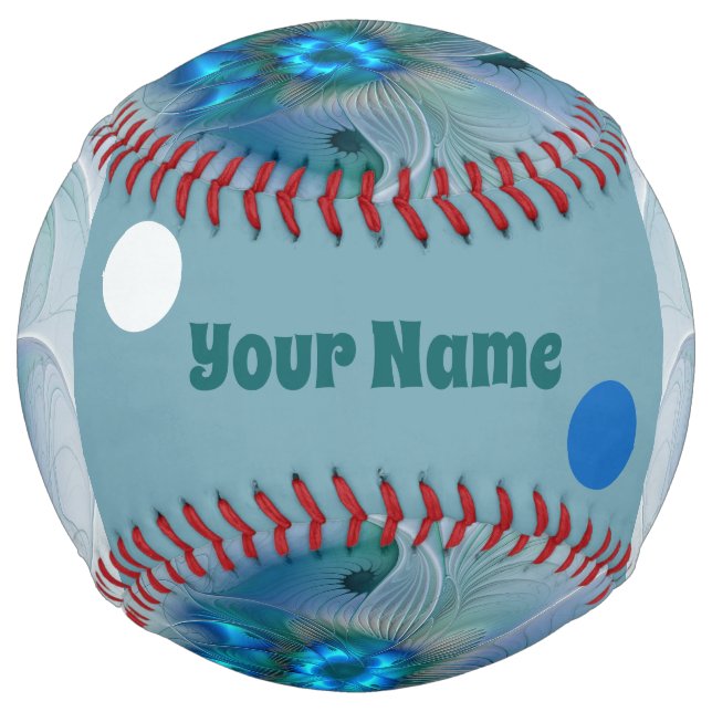 Standing Ovations Abstract Blue Turquoise Art Name Softball (Front)