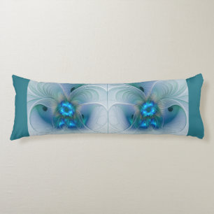 Standing Ovations, Abstract Blue Turquoise Fractal Body Pillow