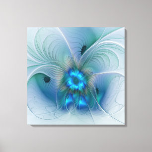 Standing Ovations, Abstract Blue Turquoise Fractal Canvas Print