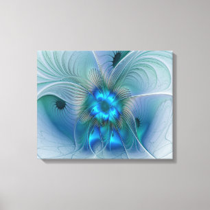 Standing Ovations, Abstract Blue Turquoise Fractal Canvas Print