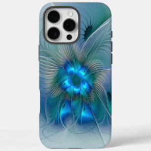 Standing Ovations, Abstract Blue Turquoise Fractal iPhone 16 Pro Max Case