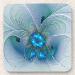 Standing Ovations, Abstract Blue Turquoise Fractal Coaster