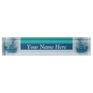 Standing Ovations, Abstract Blue Turquoise Fractal Nameplate