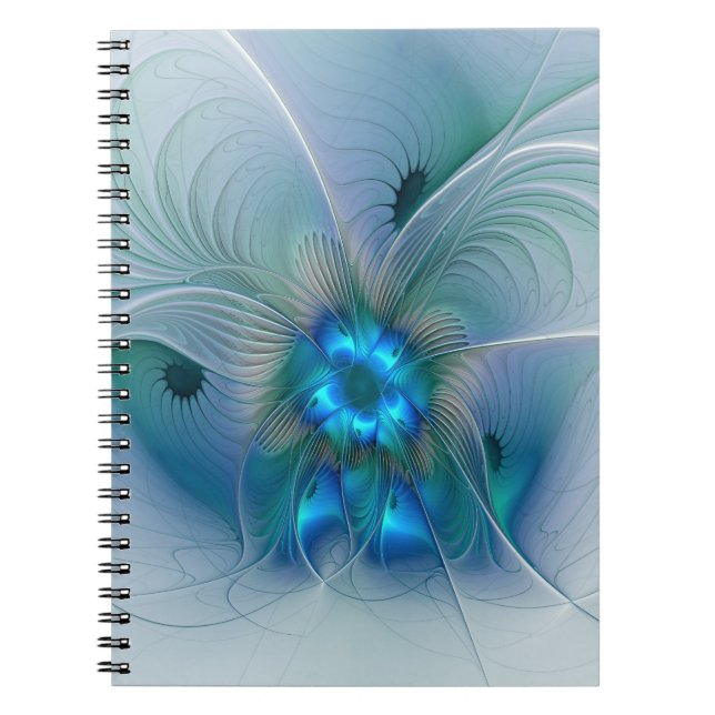 Standing Ovations, Abstract Blue Turquoise Fractal Notebook (Front)