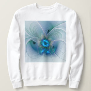 Standing Ovations, Abstract Blue Turquoise Fractal Sweatshirt