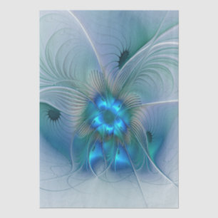 Standing Ovations, Abstract Blue Turquoise Fractal Tissue Paper