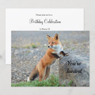 Standing Red Fox Birthday Invitation
