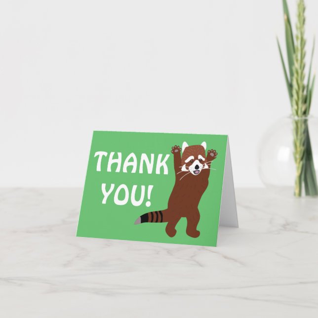 Standing Red Panda Cute Thank You Card (Front)
