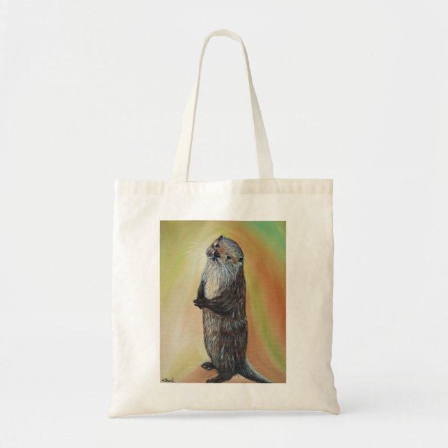 Standing River Otter Painting Tote Bag (Front)
