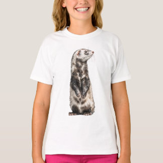 Standing Stoic Ferret Portrait Kids T-Shirt
