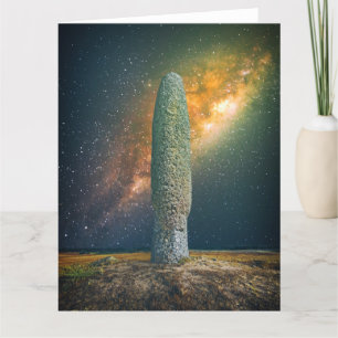 Standing Stone or Menhir with night sky Milky Way Thank You Card