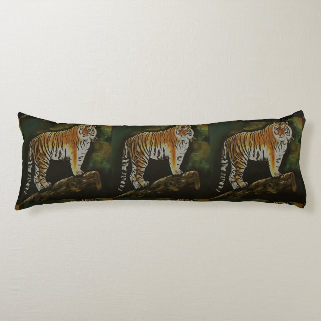 Standing Tiger Safari  Animal Art Body Pillow (Front)