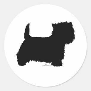 Standing Westie Silhouette Classic Round Sticker