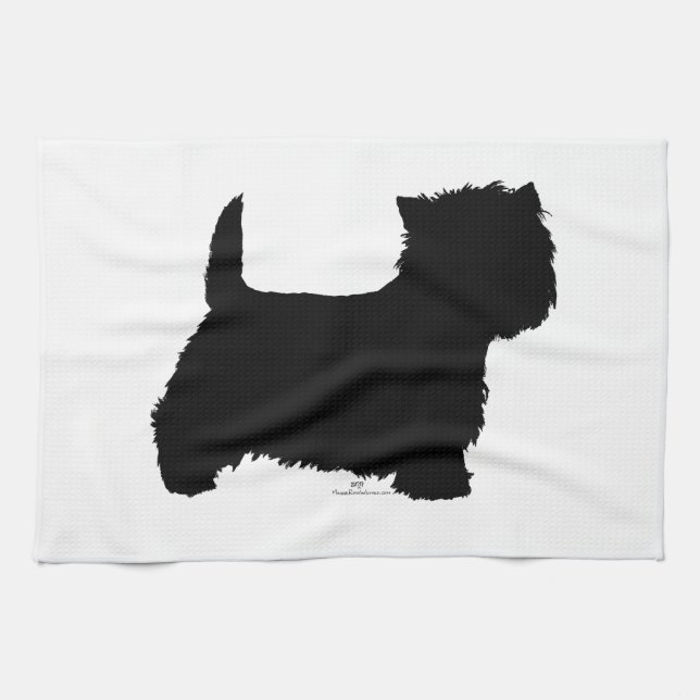 Standing Westie Silhouette Kitchen Towel (Horizontal)