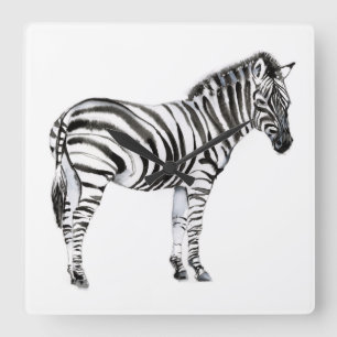 Standing Zebra Square Wall Clock