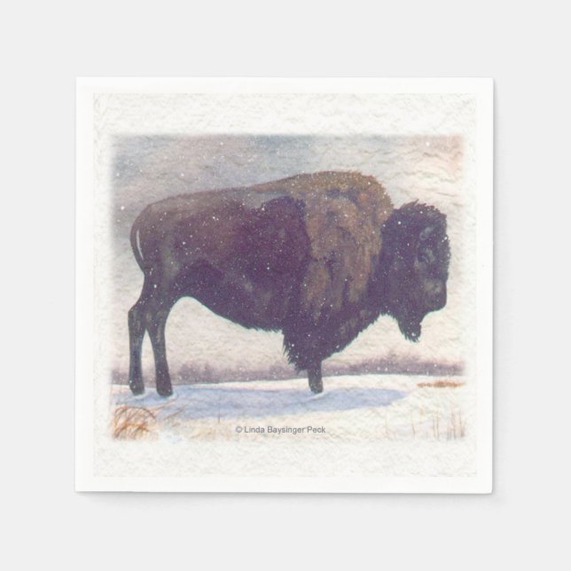 Stands Alone Bison Painting Napkin (Front)