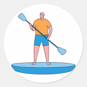 Standup Paddle Board Retro Vintage Design Gift Classic Round Sticker