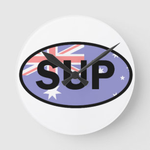 Standup Paddleboard Australia Flag Round Clock
