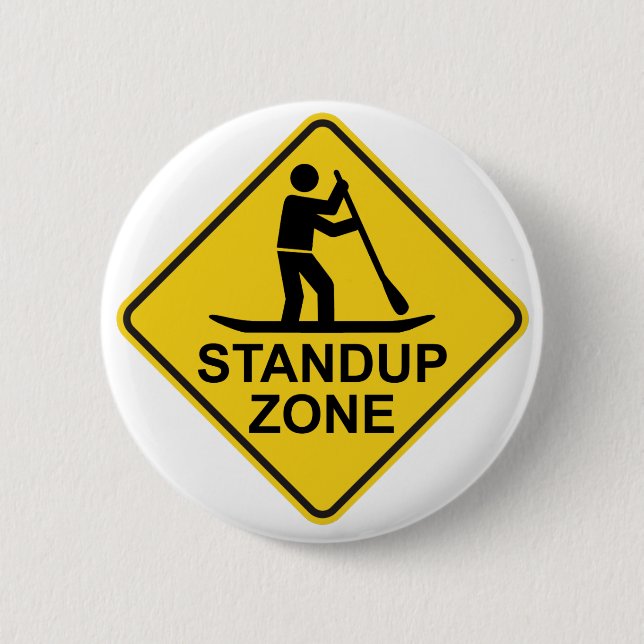 Standup Paddleboarding Zone Road Sign 2 Inch Round Button (Front)