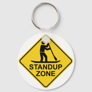 Standup Paddleboarding Zone Road Sign Keychain