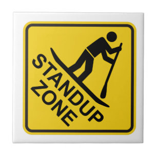 Standup Paddleboarding Zone Road Sign Tile