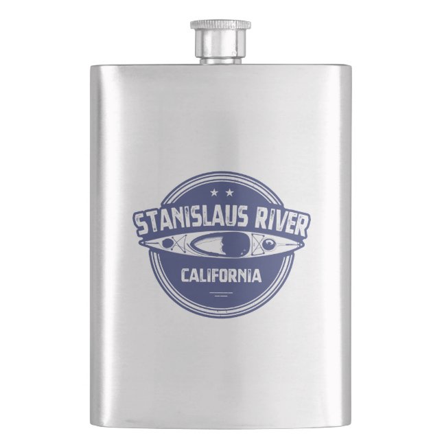 Stanislaus River California Kayaking Hip Flask (Front)