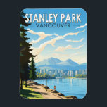 Stanley Park Vancouver Canada Travel Art Vintage Magnet<br><div class="desc">Stanley Park in a vector art style. As Vancouver's first park,  with its ever-blooming gardens,  pristine coastal areas and roughly 500, 000 cedar,  fir and hemlock trees.</div>