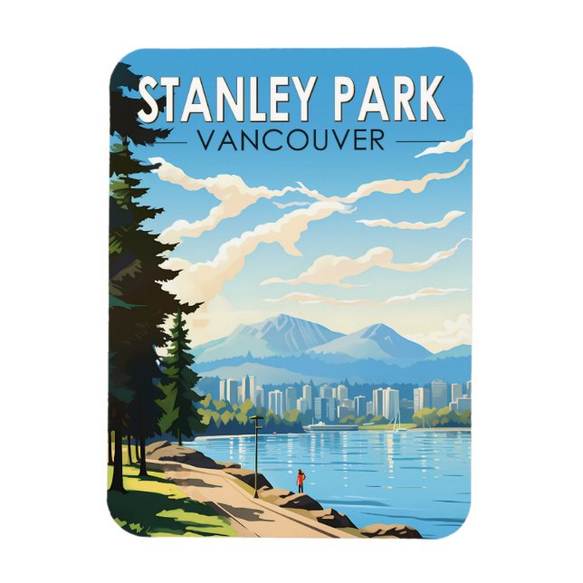 Stanley Park Vancouver Canada Travel Art Vintage Magnet (Vertical)