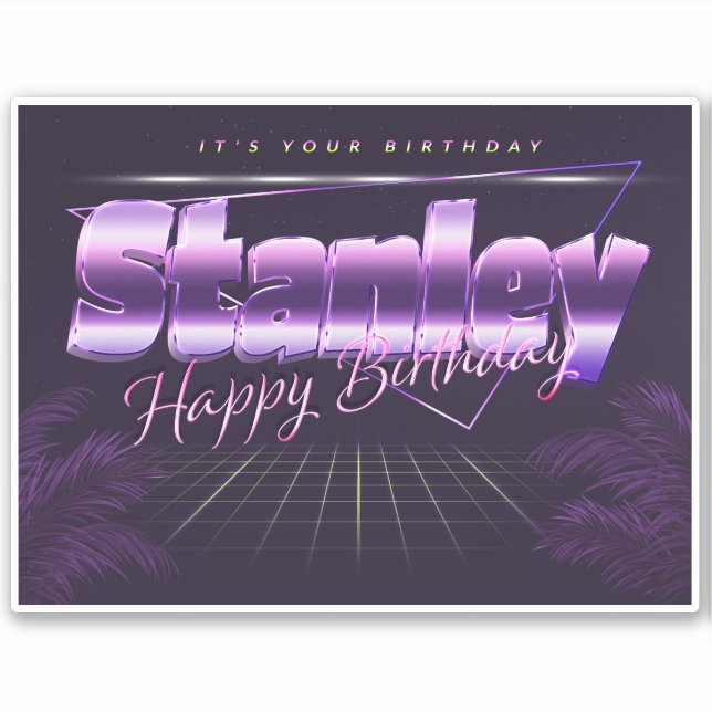 Stanley Prénom lila retro Sticker (Devant)
