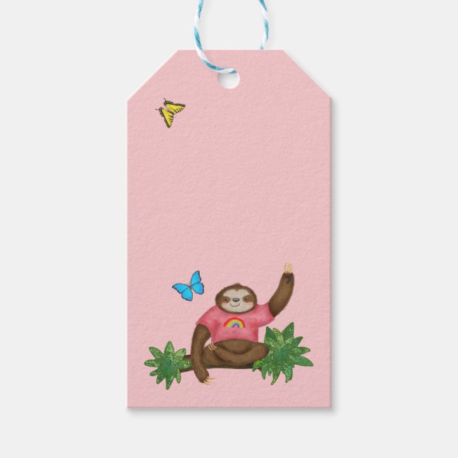 Stanley Sloth & amis étiquette cadeau rose (Devant)