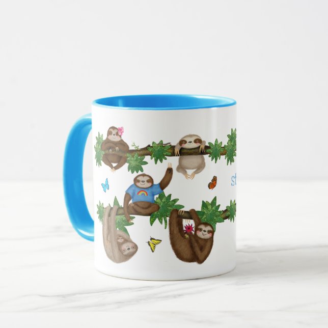 Stanley Sloth bleu tasse personnalisée (Devant gauche)