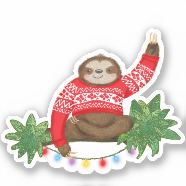 Stanley Sloth custom-cut Christmas sticker (Front)