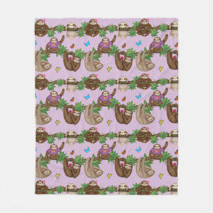 Stanley Sloth & friends cozy purple fleece blanket