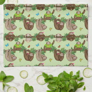 Stanley Sloth & friends green tea towel