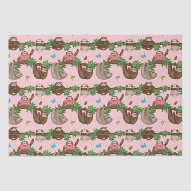 Stanley Sloth & friends pink tissue paper (Front)