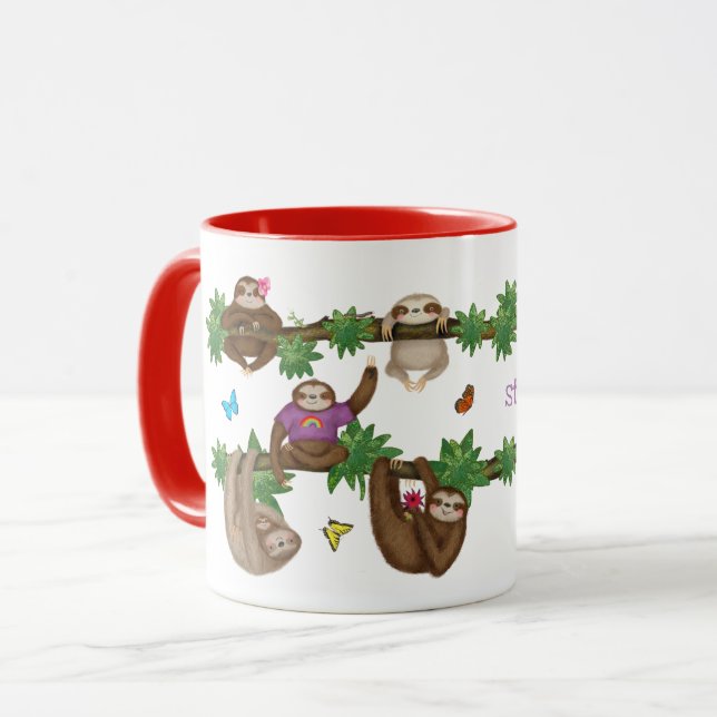 Stanley Sloth mauve tasse personnalisée (Devant gauche)